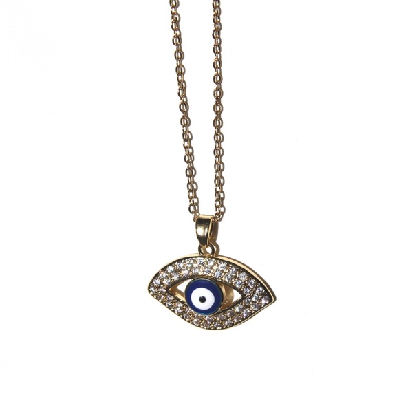*NEW* 18K Gold Plated Cubic Zirconia Evil Eyes Pendant Necklace 🧿🪬 - Picture 14 of 15